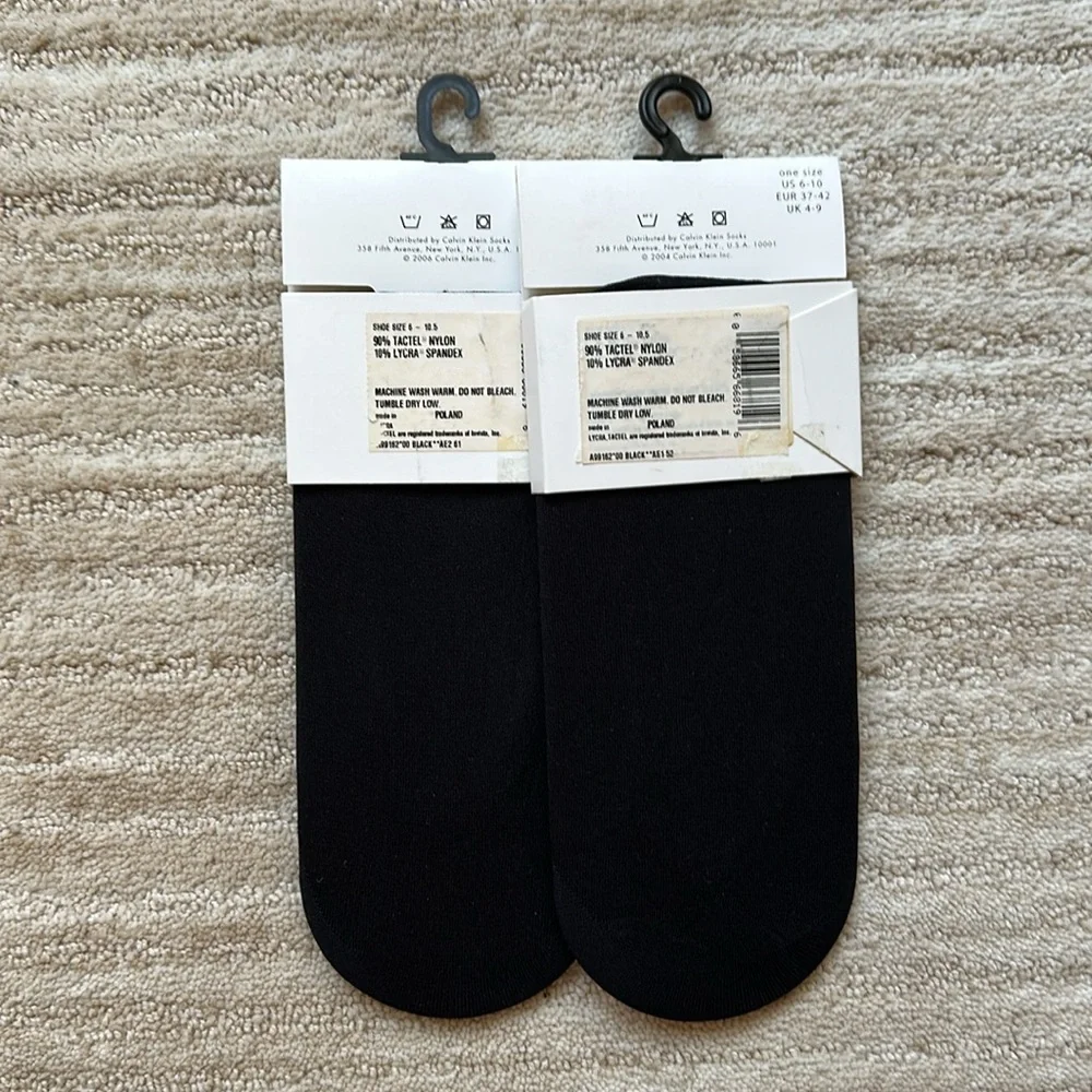 2 Pairs Calvin Klein Women’s Shoe Liners Microfiber Nylon Black Sock Liner
